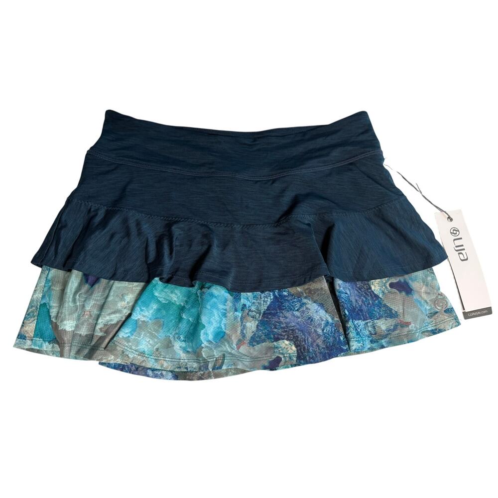 LIJA Womens Skirt SMALL Dry Fit Activewear Skort W/ Shorts Blue Abyss NWT Tennis